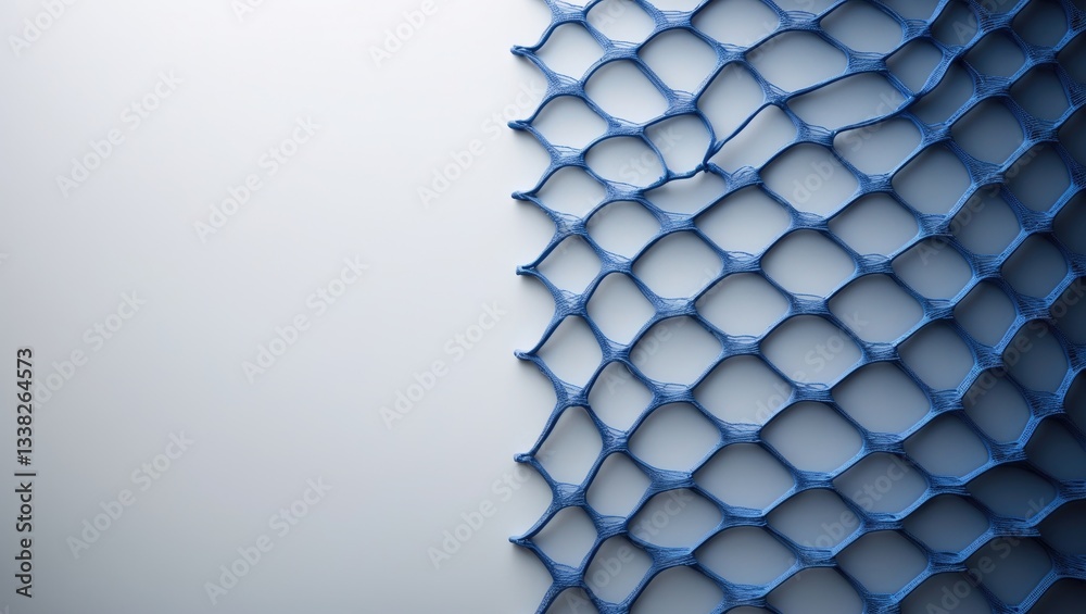 Poster blue net separated against a white backdrop