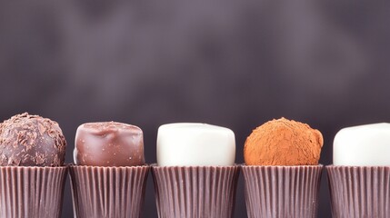 Assorted chocolate truffles in individual cups