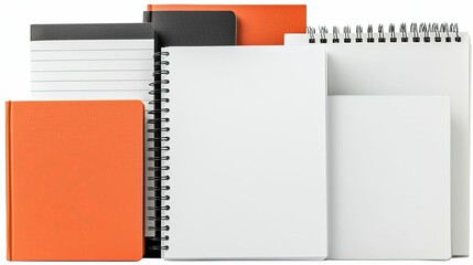 Assorted notebooks in various sizes and colors