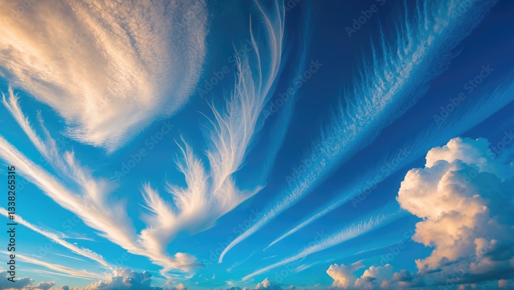 Aufkleber background of blue sky with small clouds. panoramic view