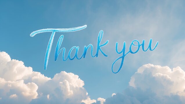thank you message on azure sky - Powered by Adobe