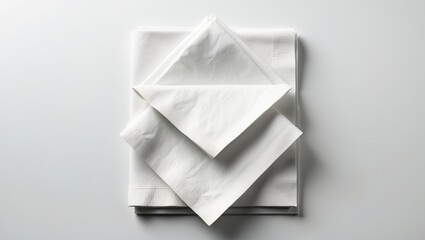 Top perspective of two folded tissue papers stacked together, isolated on a white background with clipping path.