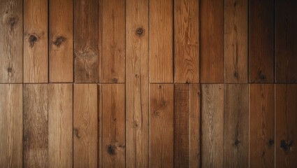 Naklejka premium Brown wooden plank backdrop, distressed wooden flooring.