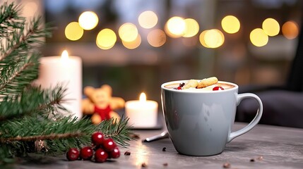 Cozy Christmas coffee scene