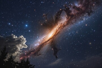 Fototapeta premium Stunning Galactic Nebula and Stars in a Breathtaking Night Sky
