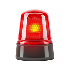 Red emergency siren light, isolated on transparent background 