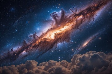 Fototapeta premium Stunning Galactic Nebula Display in a Starry Night Sky Atmosphere