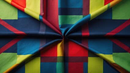 Fototapeta premium Fashion of vibrant square fabric pattern background.