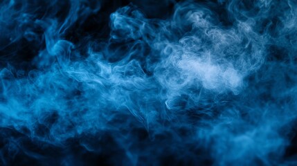 Obraz premium Mysterious Blue Smoke Swirling on Black Background for Abstract Design