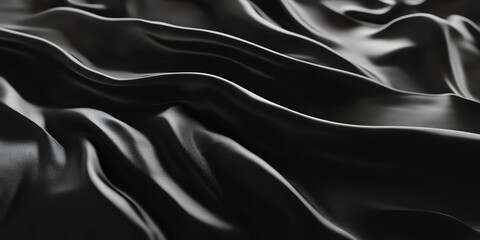 Obraz premium Abstract Black Silk Fabric Flowing with Smooth Waves and Subtle Lighting