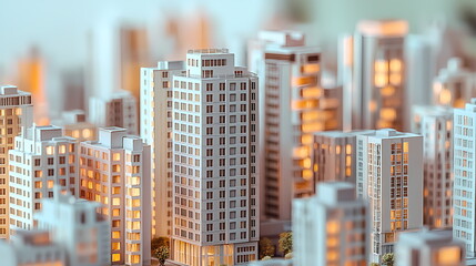 Miniature cityscape illuminating urban development and modern architecture