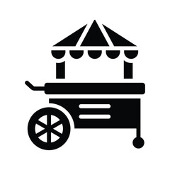 A well crafted glyph style icon of food cart