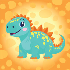 Cute Blue Baby Dinosaur. Adorable Cartoon Stegosaurus