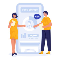 Online vote survey quick count of election voting results vector illustration