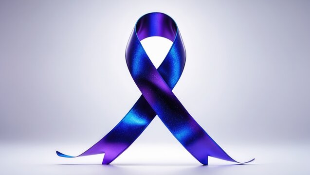 Blue purple ribbon awareness for Pediatric Stroke and Rheumatoid Arthritis, isolated bow color with clipping path on a white background.