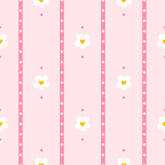Seamless vector pattern featuring chamomile and daisy flowers in a soft pastel Scandinavian style, perfect for nursery decor, children's clothing, and textile design
