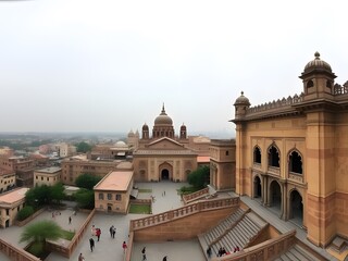 Obraz premium Junagarh Fort Complex, Bikaner, India. Historical architecture, intricate detail, travel destination, Rajasthan cityscape.