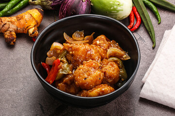 Chinese cuisine - prawn with chili sauce