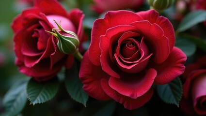 red roses flourishing in a sprawling garden