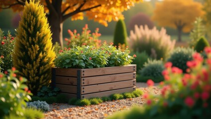Raised bed, allotment garden, fall