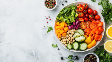 a colorful and healthy vegan salad bowl.