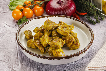 Indian cuisine curry chicken fillet