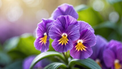 Obraz premium Macro close-up of an African violet with a softened background.