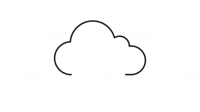 Cloud computing line animation. Digital data exchange service. animated icon. Virtual information storage. Black illustration on white background. HD video with alpha channel. Motion graphic