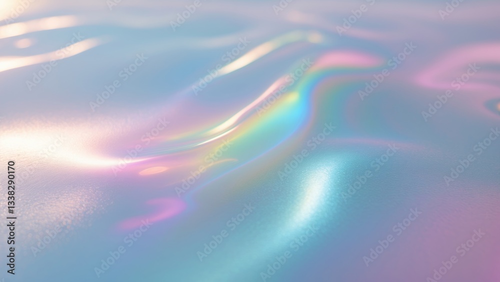 Poster refraction of light through glass creates glare on a surface with rainbow colors.
