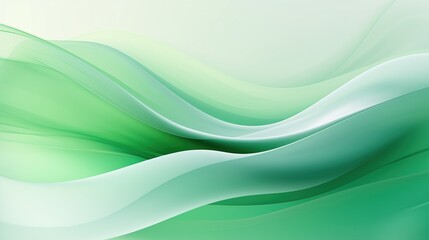 Fototapeta premium Green and white curved fluid shapes with soft edge transitions and non-repeating bionic pattern, resembling ocean waves on contemporary art paper texture