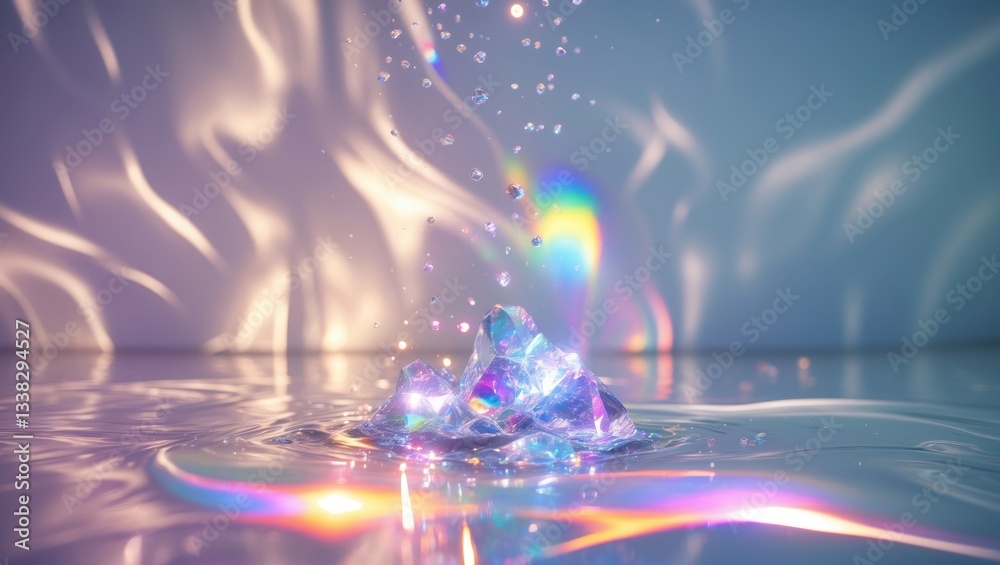 Poster blurred prism light overlay flare background. dreamy surreal rainbow crystal light refraction textur