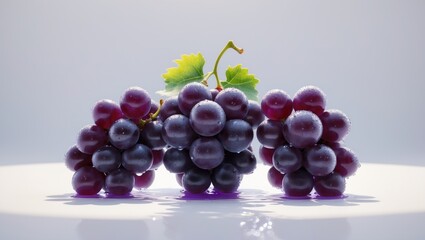 Fototapeta premium Fresh grapes set against a white background.