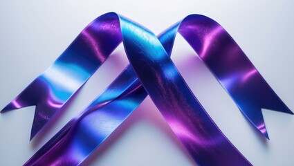 Blue purple ribbon awareness for Pediatric Stroke and Rheumatoid Arthritis, isolated bow color on a white background.