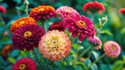 Radiant Zinnias Bring Vibrant Color to a Garden Environment
