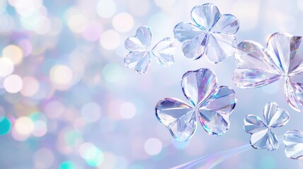 Reflective Clovers Twinkle Amid Soft, Ethereal Light