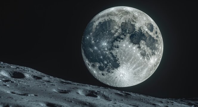 Waxing crescent Moon captured in color. Numerous terrain formations are visible, including craters, highlands, lava-flooded regions, and remnants of blowout material from formation.