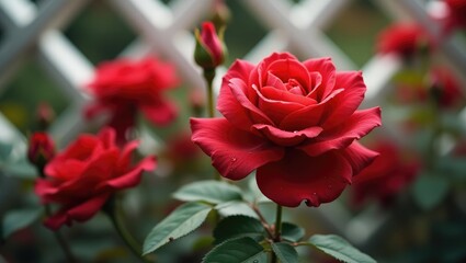 vibrant sprawling red rose garden