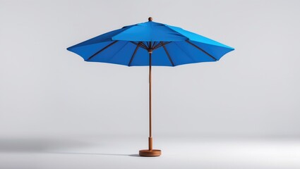 Blue beach umbrella on a white background. Clipping path included.