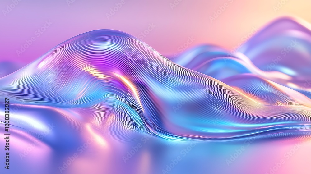 Poster iridescent metallic waves abstract background