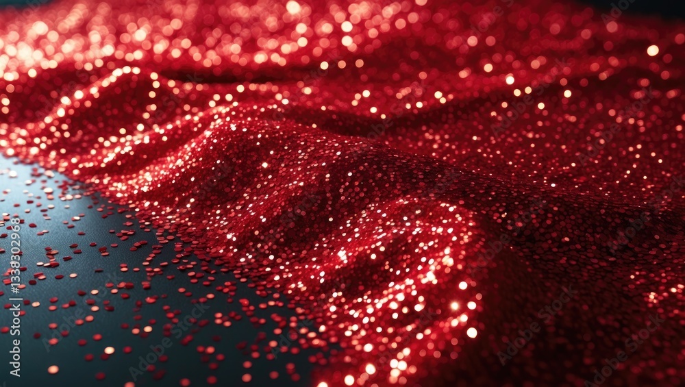 Poster red sparkling glitter backdrop, abstract shiny surface.