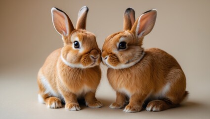 Obraz premium Cute bunnies situated on a background, with space available for text. Symbol