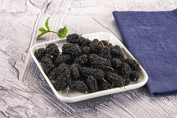 Juicy sweet mulberry in the bowl