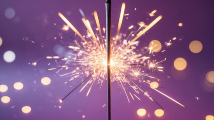 Beautiful sparklers created from sparklers on a pink bokeh background, mood, glitter, holiday theme.