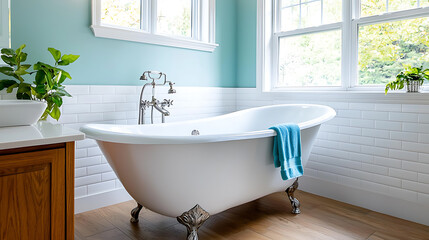 Charming vintage bathroom with clawfoot tub cozy home setting interior design inspiration warm lighting relaxing oasis