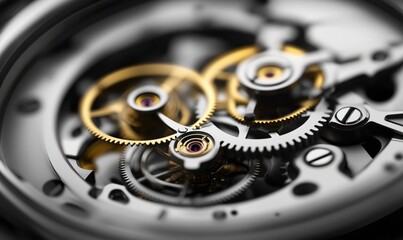 Intricate close-up of mechanical watch movement showcasing gears and craftsmanship