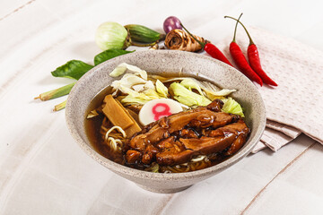 Japanese ramen soup with chicken