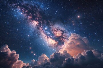 Obraz premium Stunning View of Stars and Cosmic Clouds in the Expansive Universe