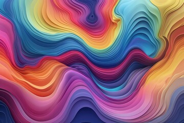 Obraz premium Luminous Enchanted Cosmos Colorful Wavy Layered Abstract Art with Mesmerizing Gradient Designs and Fluid Motion