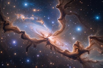 Vibrant Galaxy Tapestry Showcasing Glowing Nebula and Dazzling Stars in Stunning Cosmic Design