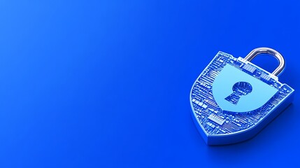 Blue Digital Lock Icon Representing Cybersecurity and Data Protection in Modern Technology Environment